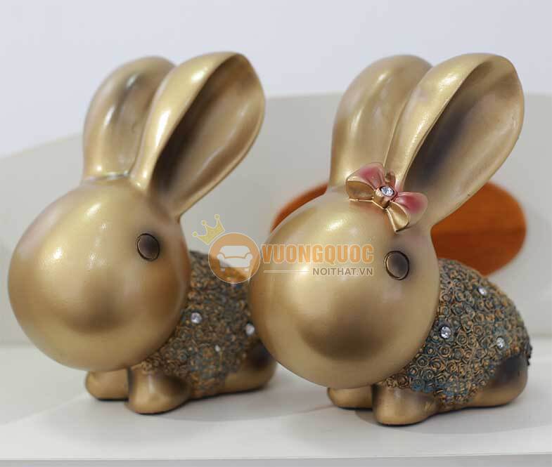 đồ decor nội thất đôi thỏ ngọc LKD1432J-1